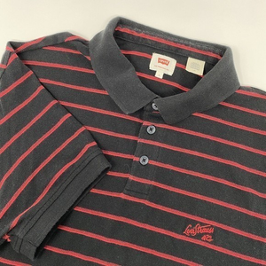 LEVIS‎ Vintage Golf Polo Black/Red Striped Mens Size Large
